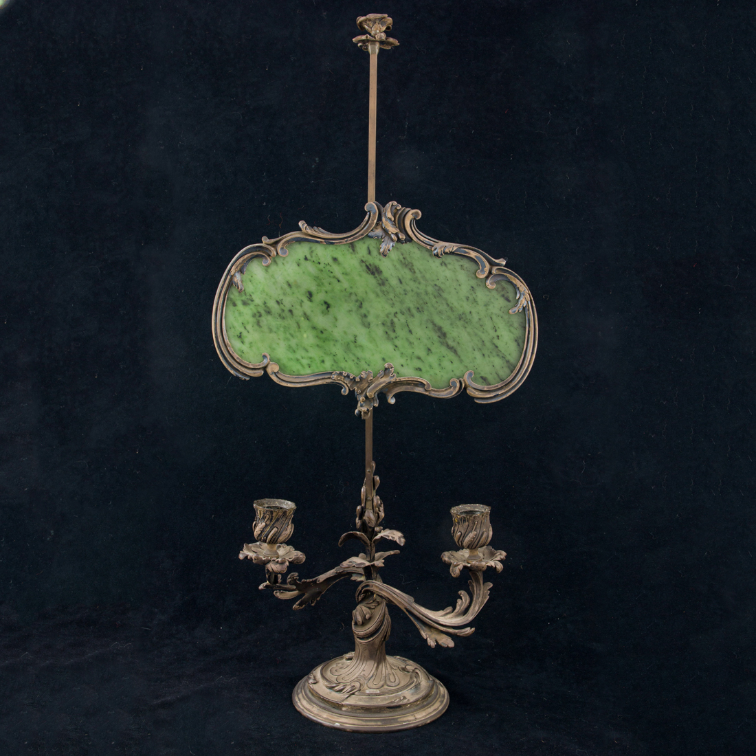 Appraisal: A LOUIS XV STYLE SILVER PLATE TWO LIGHT BOUILLOTE LAMP