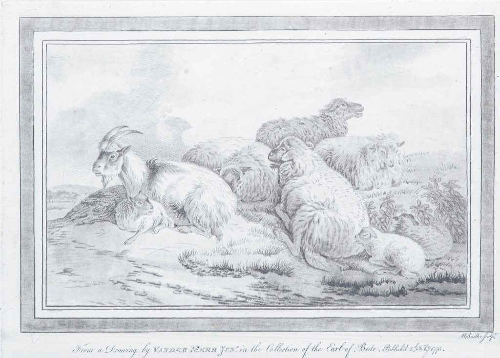 Appraisal: SHEEP PRINT AFTER JAN VAN DER MEER BY BAILLE Mezzotint