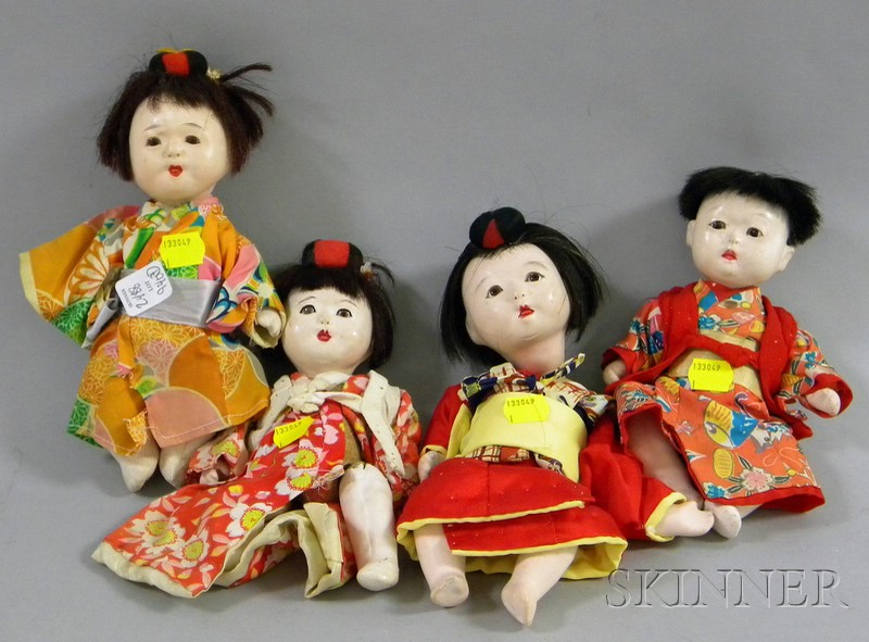 Appraisal: Group of Gofun Baby Dolls includes early man with blue