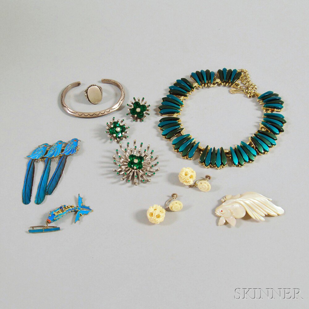 Appraisal: Small Collection of Jewelry two pieces of feather jewelry a