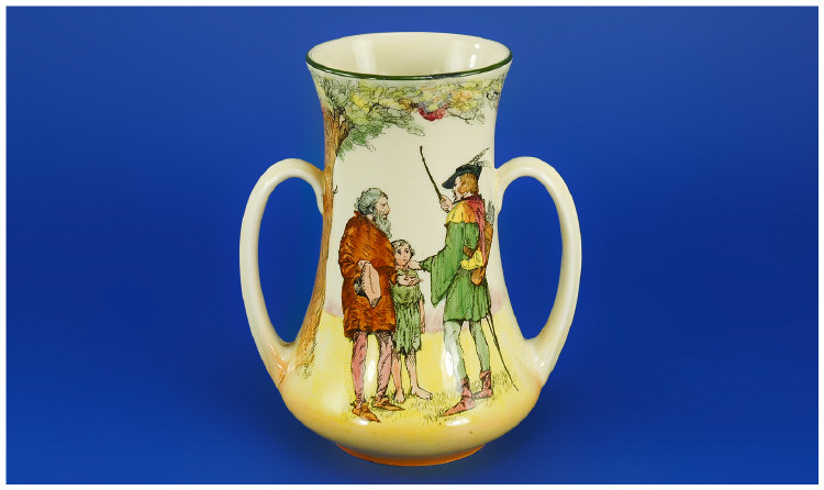 Appraisal: Royal Doulton Twin Handled Series Ware Vase 'Robin Hood The