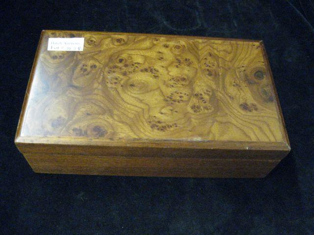 Appraisal: Italian Burl Wooden Travel Box with pen holder inside x