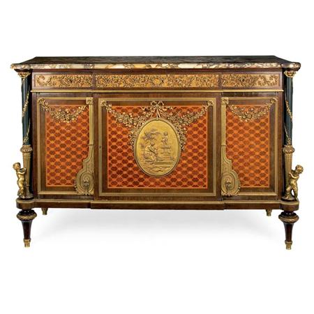 Appraisal: Louis XVI Style Gilt-Bronze Mounted Amaranth Satinwood and Sycamore Side