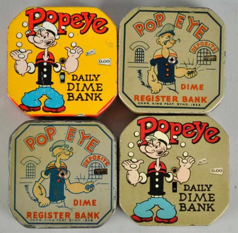 Appraisal: Lot of Popeye Dime Register Banks Description All are slightly