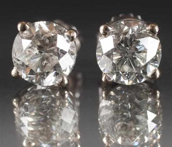 Appraisal: Pair of diamond post-earrings approximately cts each Estimate - We