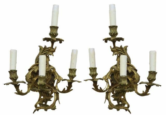 Appraisal: pair Louis XV style gilt bronze wall sconces th c