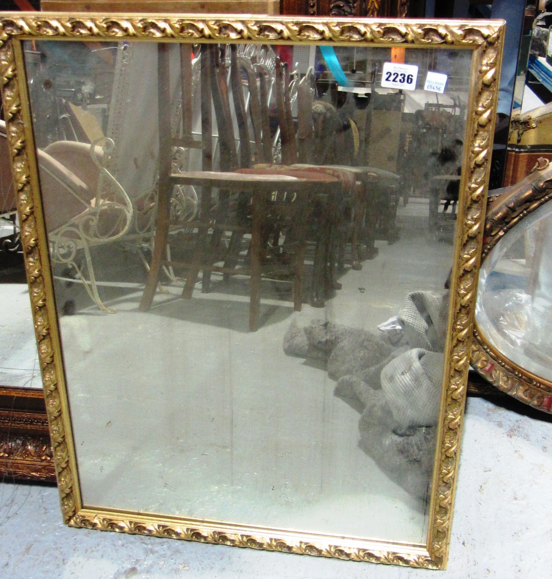 Appraisal: A rectangular gilt mirror