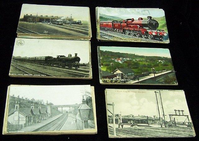 Appraisal: A quantity of loose postcards steam trains stations etc