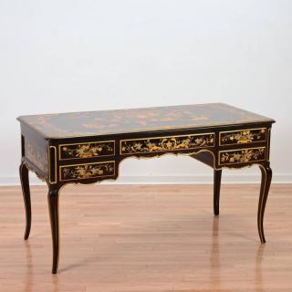 Appraisal: Louis XV style chinoiserie lacquer bureau plat th c nice