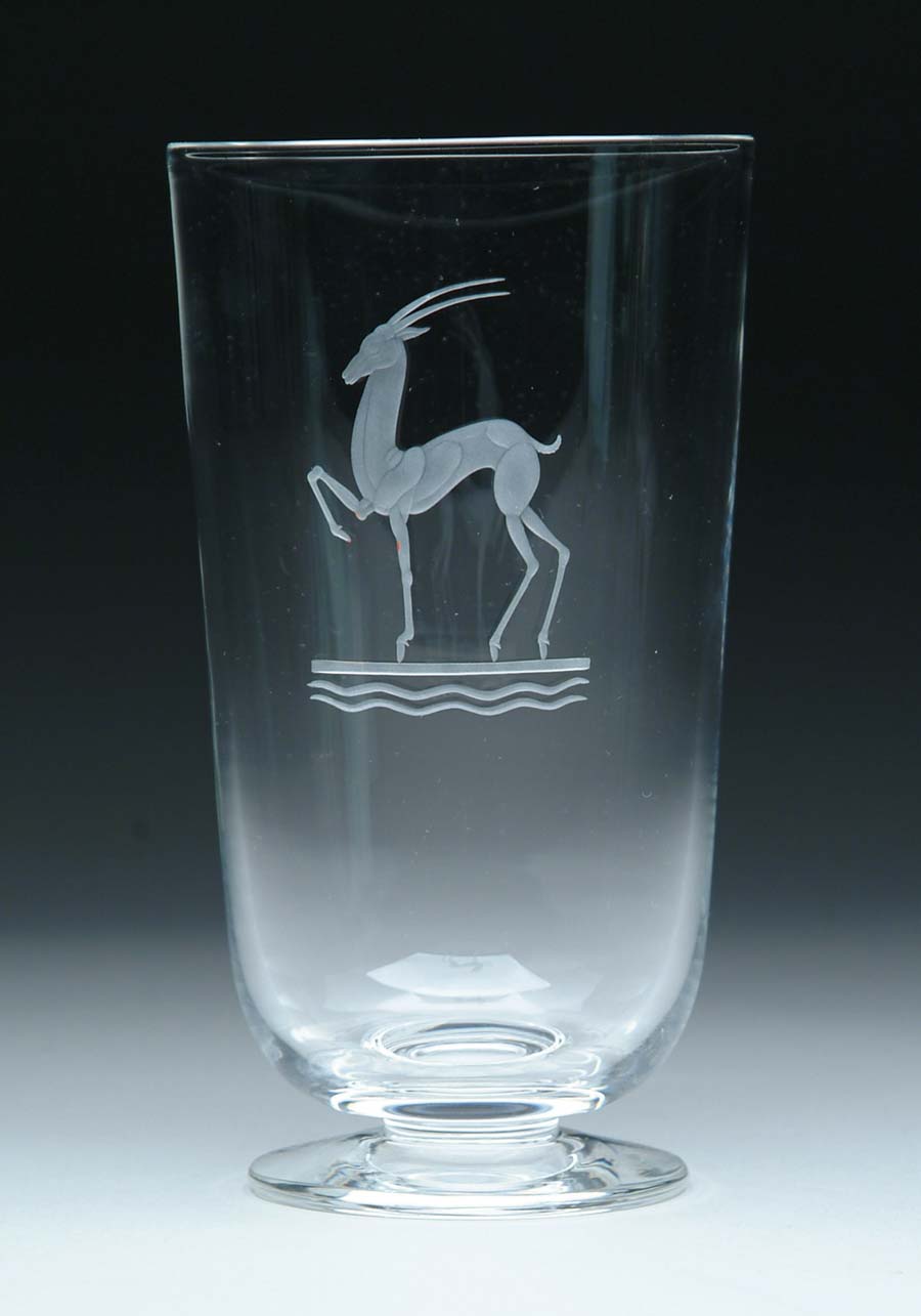 Appraisal: STEUBEN HERITAGE GAZELLE VASE This vase was designed by Sidney