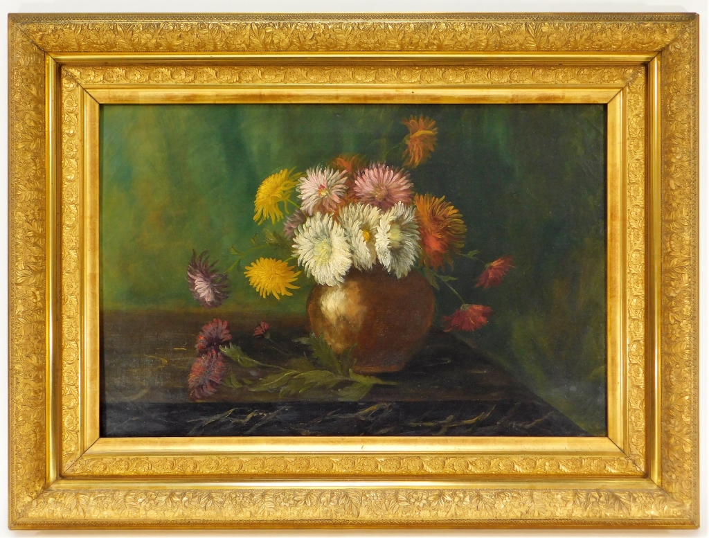 Appraisal: C VICTORIAN CHRYSANTHEMUM STILL LIFE PAINTING United States th CenturyNaturalist