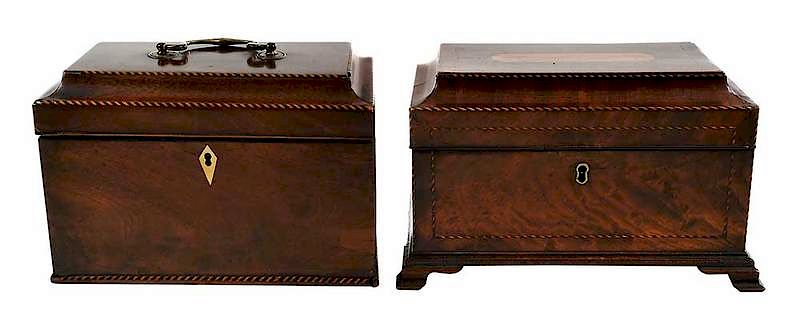 Appraisal: Two Fine Georgian Mahogany Inlaid Tea Caddies British th th