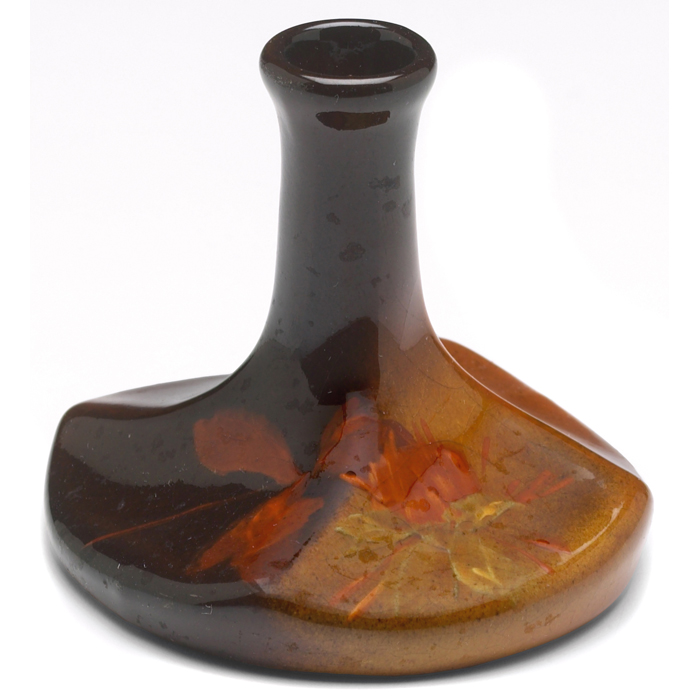 Appraisal: Owens Utopian vase twisting shape in a brown glaze with