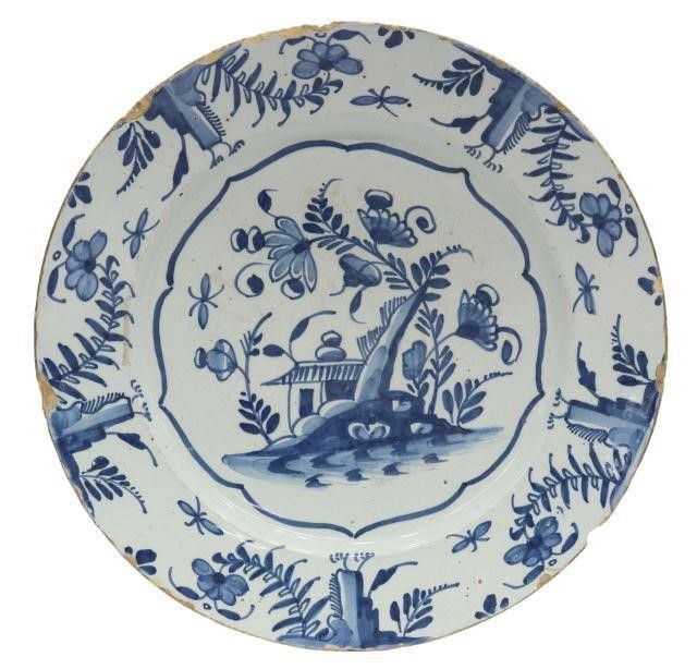 Appraisal: Delft Chinoiserie blue and white tin glazed earthenware charger th