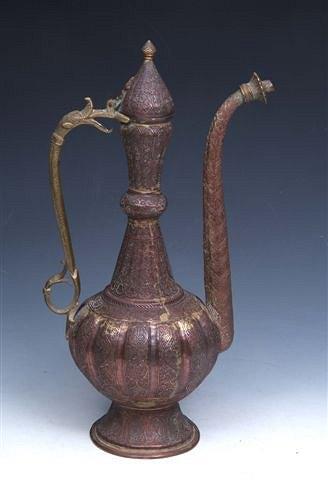 Appraisal: AN TH CENTURY NORTH INDIAN COPPER AND BRASS EWER with