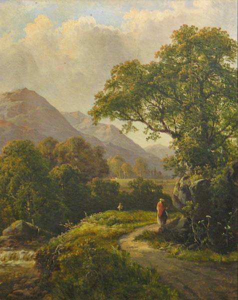 Appraisal: British School late th early th Century A Welsh landscape