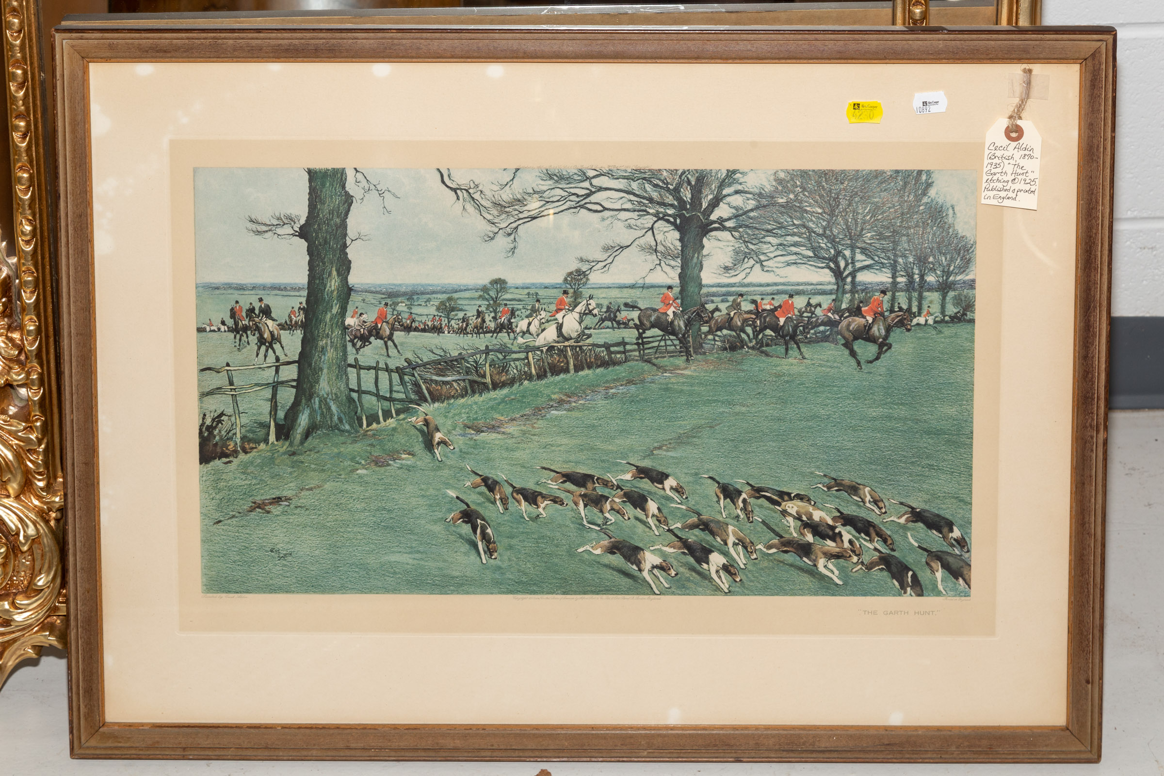 Appraisal: CECIL ALDIN FOX HUNTING PRINT Framed sight size x in