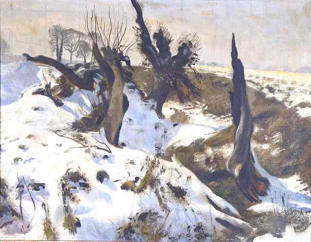 Appraisal: JOHN ALDRIDGE - 'Burnt Trees in Snow ' oils on