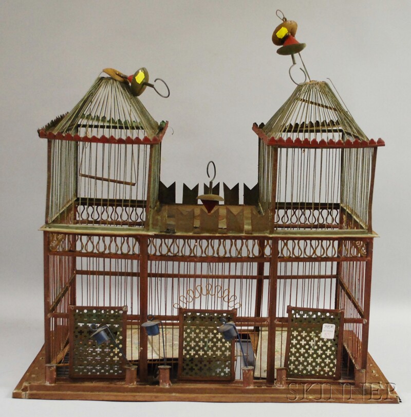 Appraisal: Architectural Tin and Wire Birdcage ht lg wd in Provenance