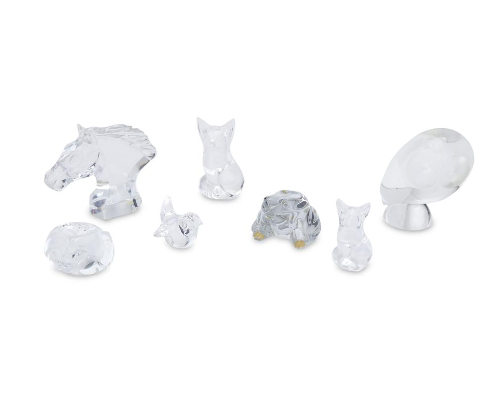 Appraisal: Seven Baccarat and Steuben crystal animal figures Second-half th Century