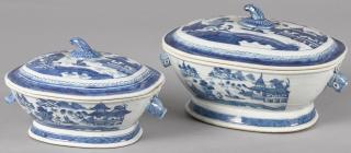 Appraisal: Two Chinese export porcelain Canton tureens th c '' h