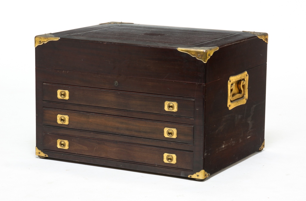 Appraisal: AMERICAN SILVER CHEST Early th century mahogany Heavy chest with