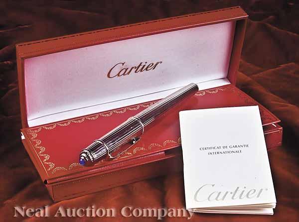 Appraisal: A Cartier Sterling Silver Fountain Pen in original leather box