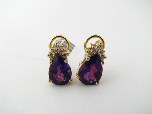 Appraisal: Pair of K yellow gold pear shape fine amethyst and