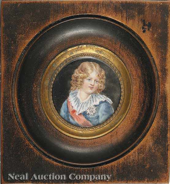 Appraisal: A th c French Miniature Portrait of Prince Louis-Charles Louis