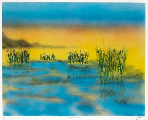 Appraisal: A Jerry Garcia signed variant printer's proof print titled Wetlands