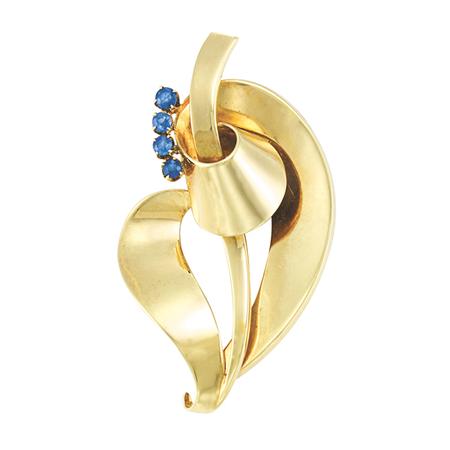 Appraisal: Gold and Sapphire Clip-Brooch Tiffany Co Estimate -