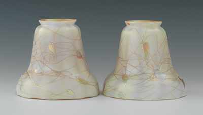 Appraisal: Two Steuben Leaf and Vine Decorated Aurene Glass Shades Gold