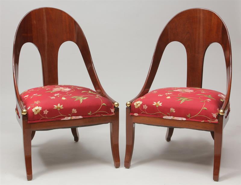 Appraisal: Pair of Regency Style Mahogany and Parcel-Gilt Klismos Chairs th