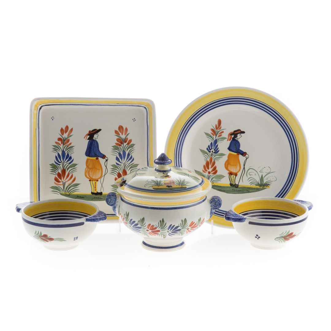 Appraisal: Nine Henriot Quimper faience table articles with figure in landscape