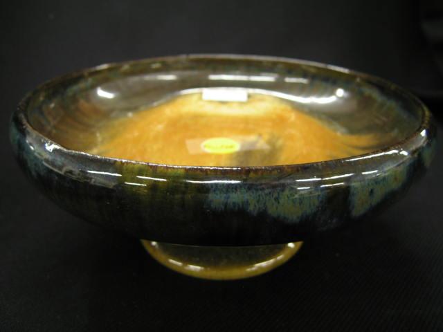 Appraisal: Fulper Art Pottery Pedestal Compote browns blue glazes tall diameter