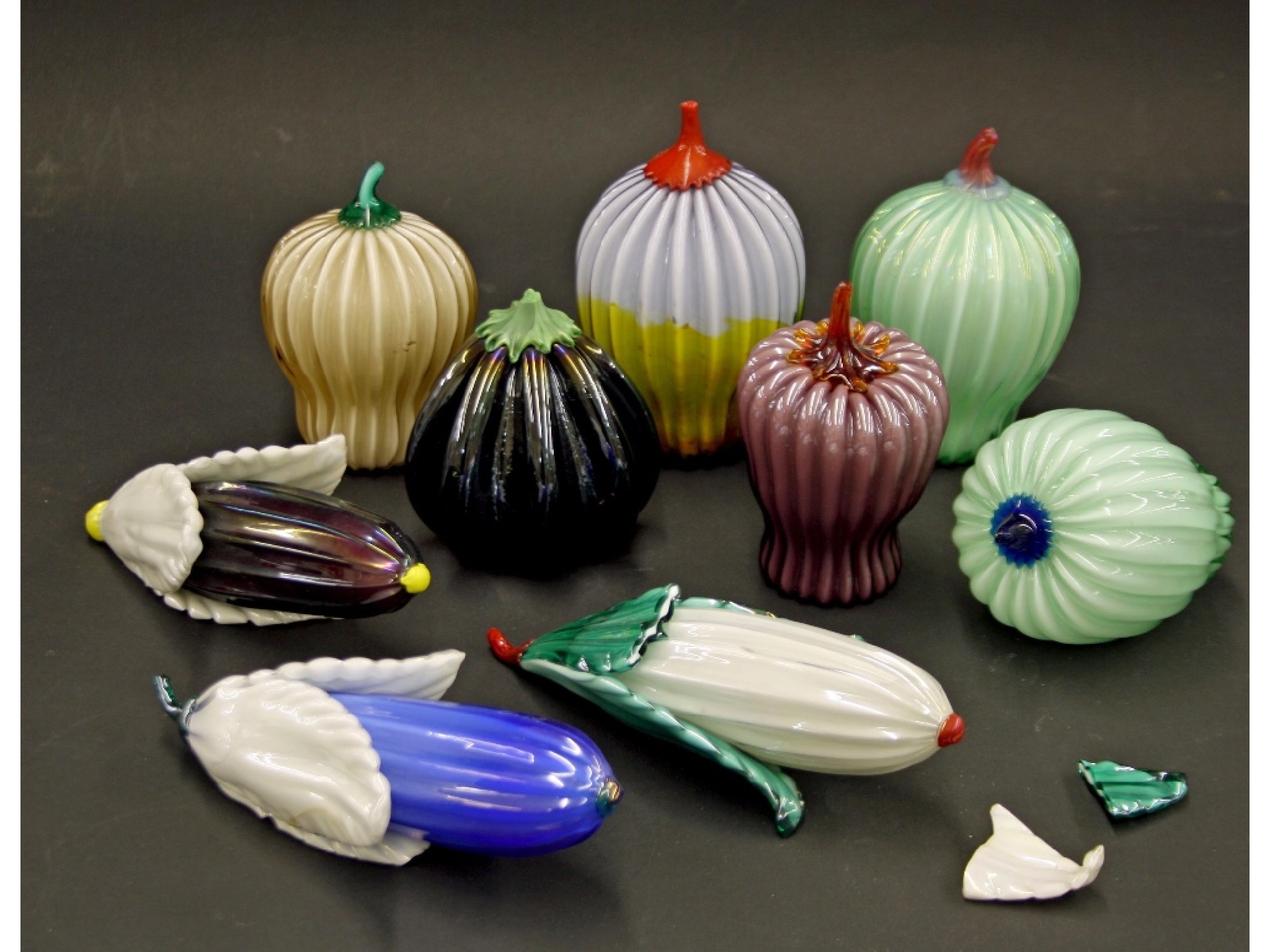 Appraisal: Nine pieces of lustre glass ware in the form of