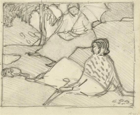 Appraisal: PELLEGRINI ALFRED HEINRICH Basel Two figures in a landscape Pencil