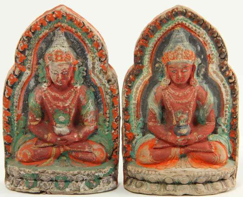 Appraisal: Pair of East Indian Stone Buddha Statues th century carved