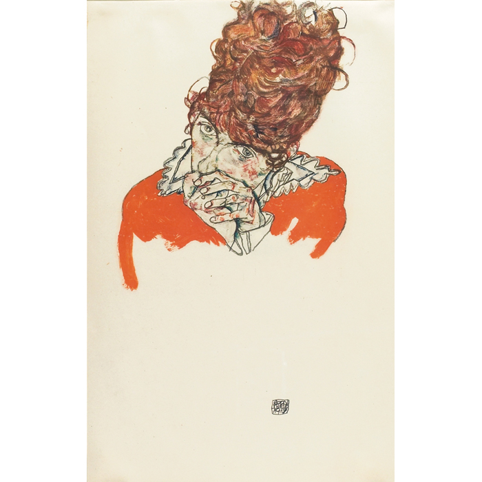 Appraisal: after Egon Schiele Austrian Portrait of Edith dated color lithograph