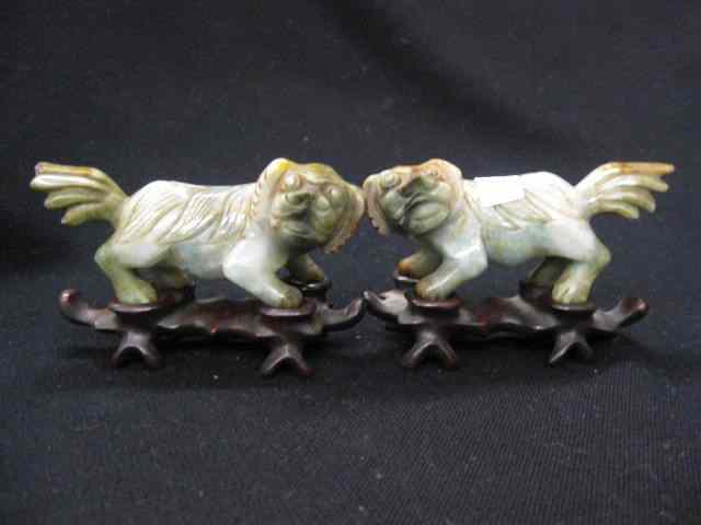 Appraisal: Carved Jade Foo Dog Figurines - '' x - ''