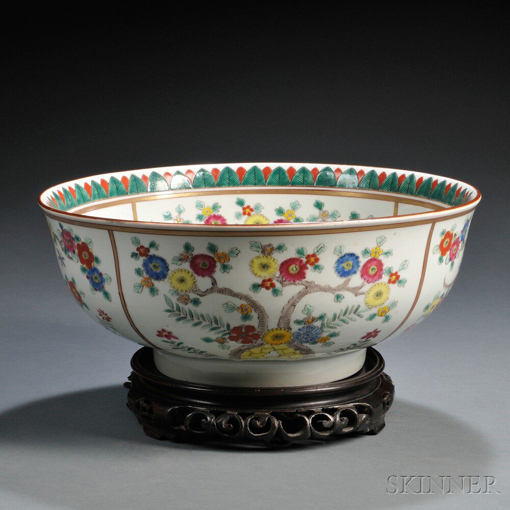 Appraisal: Porcelain Punch Bowl China with slightly flared rim resting on