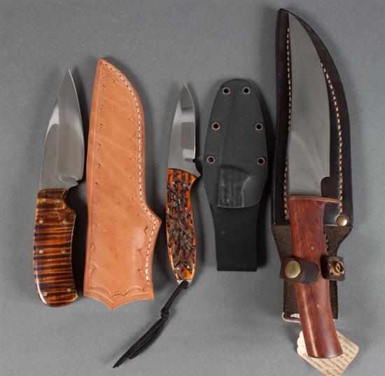 Appraisal: Three hand-crafted hunting knives by T B Morgan R Bents