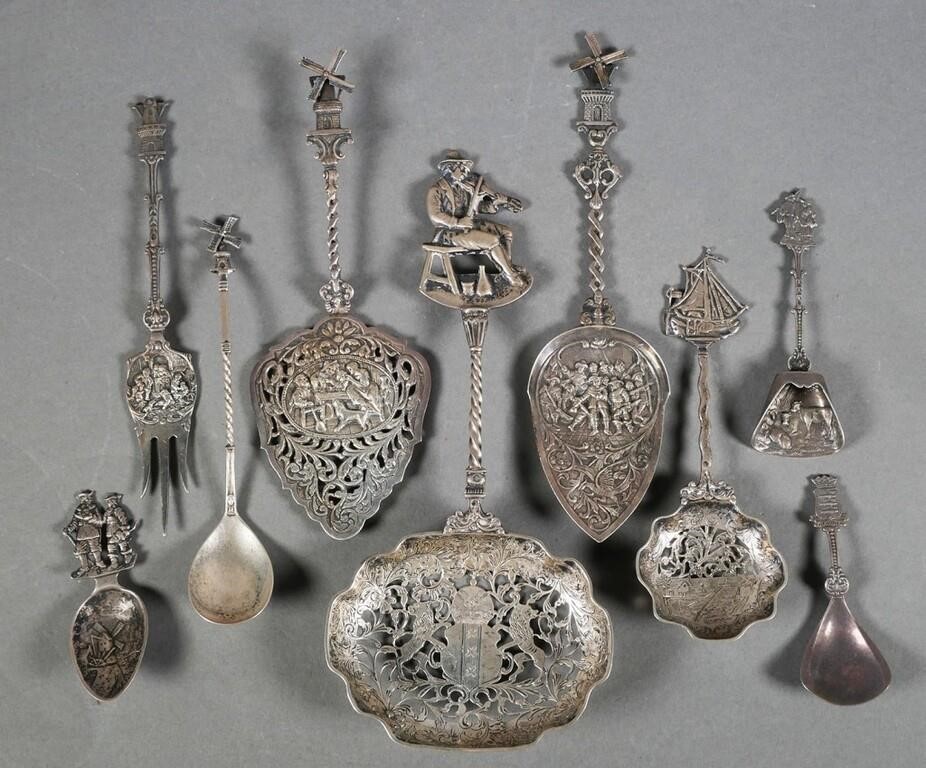 Appraisal: pieces of Dutch Colonial style Silver including Pierced serving spoons