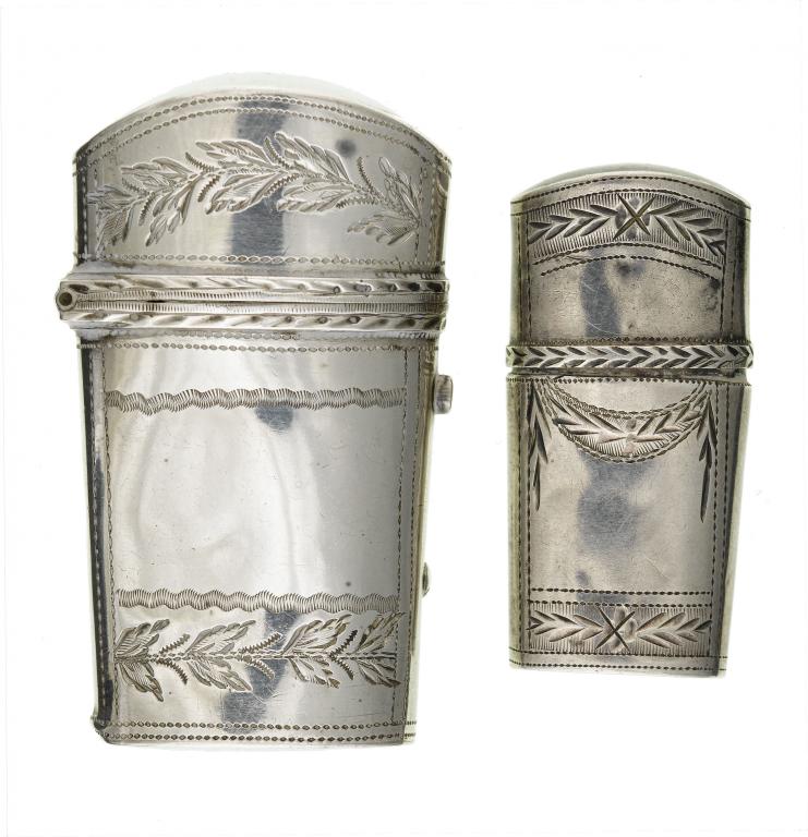 Appraisal: A GEORGE III SILVER BRIGHT CUT LANCET CASE AND A