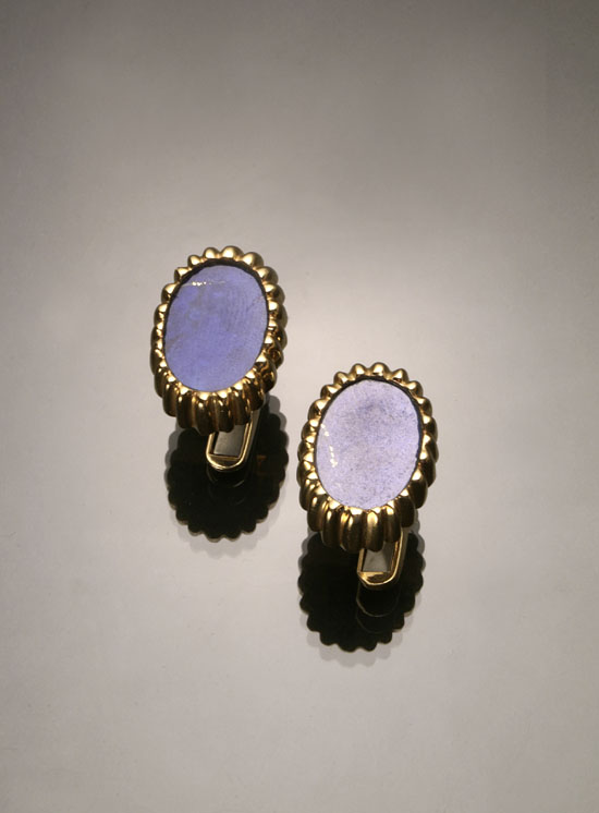 Appraisal: Pair of -Karat Yellow-Gold and Afghani Lapis Lazuli Cuff Links