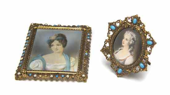 Appraisal: Two Continental Portrait Miniatures on Ivory one rectangular the other