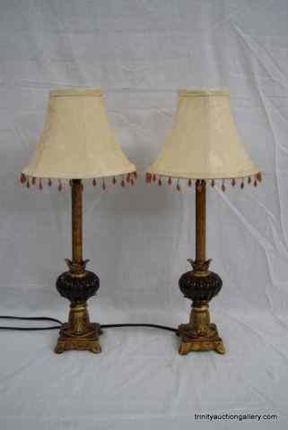 Appraisal: Pair of Candlestick Decorator Bedroom LampsFrom an estate is a