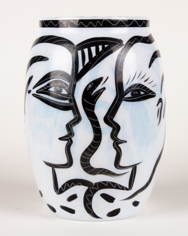 Appraisal: Kosta Boda glass Eve and Serpent vase opalescent glass vase