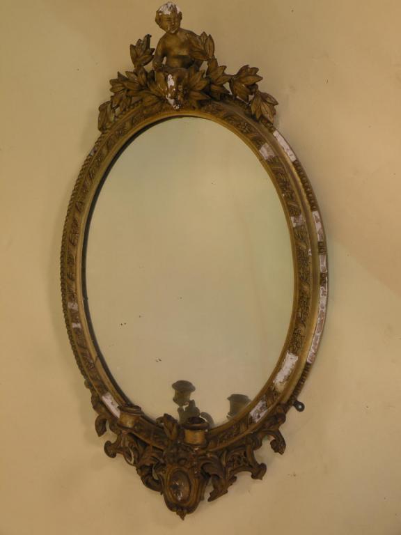 Appraisal: An early Victorian gilt gesso girandole the oval mirror mounted