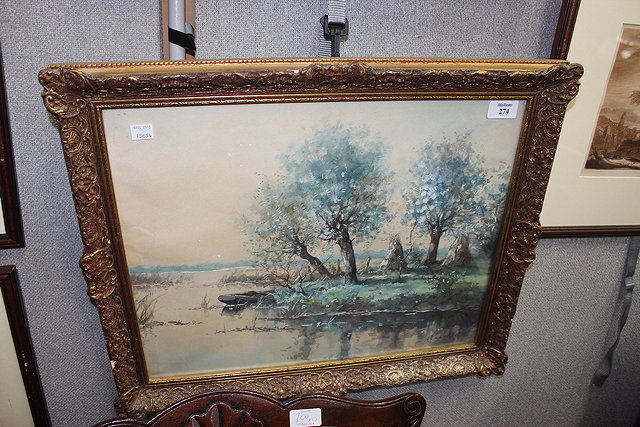 Appraisal: J C VAN DER HEIJDEN - River landscape signed watercolour